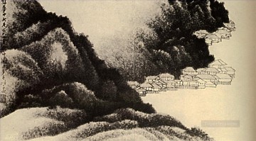 シタオ シタオ Painting - 水の上の下尾村 1689 年の古い墨